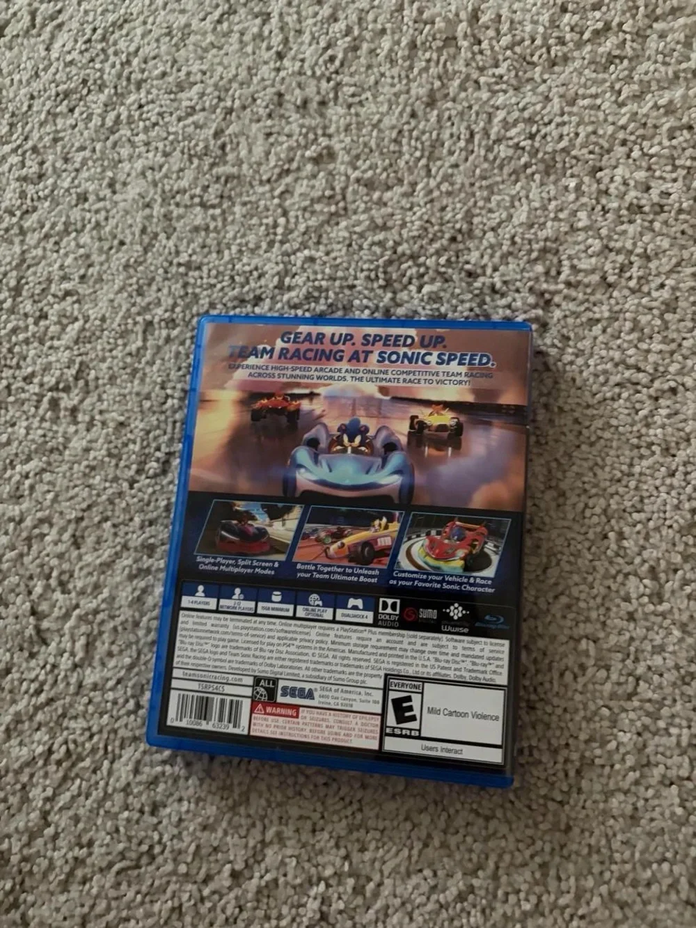 Sony PS4 Team Sonic Racing - Blue Game Case